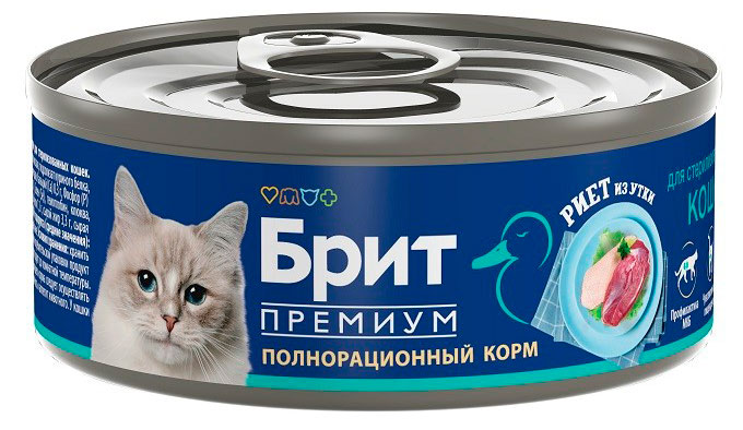 

Влажный корм для стерилизованных кошек Brit Риет из утки, 100 г