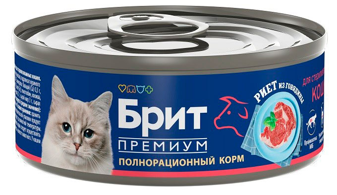 

Влажный корм для стерилизованных кошек Brit Риет из говядины, 100 г