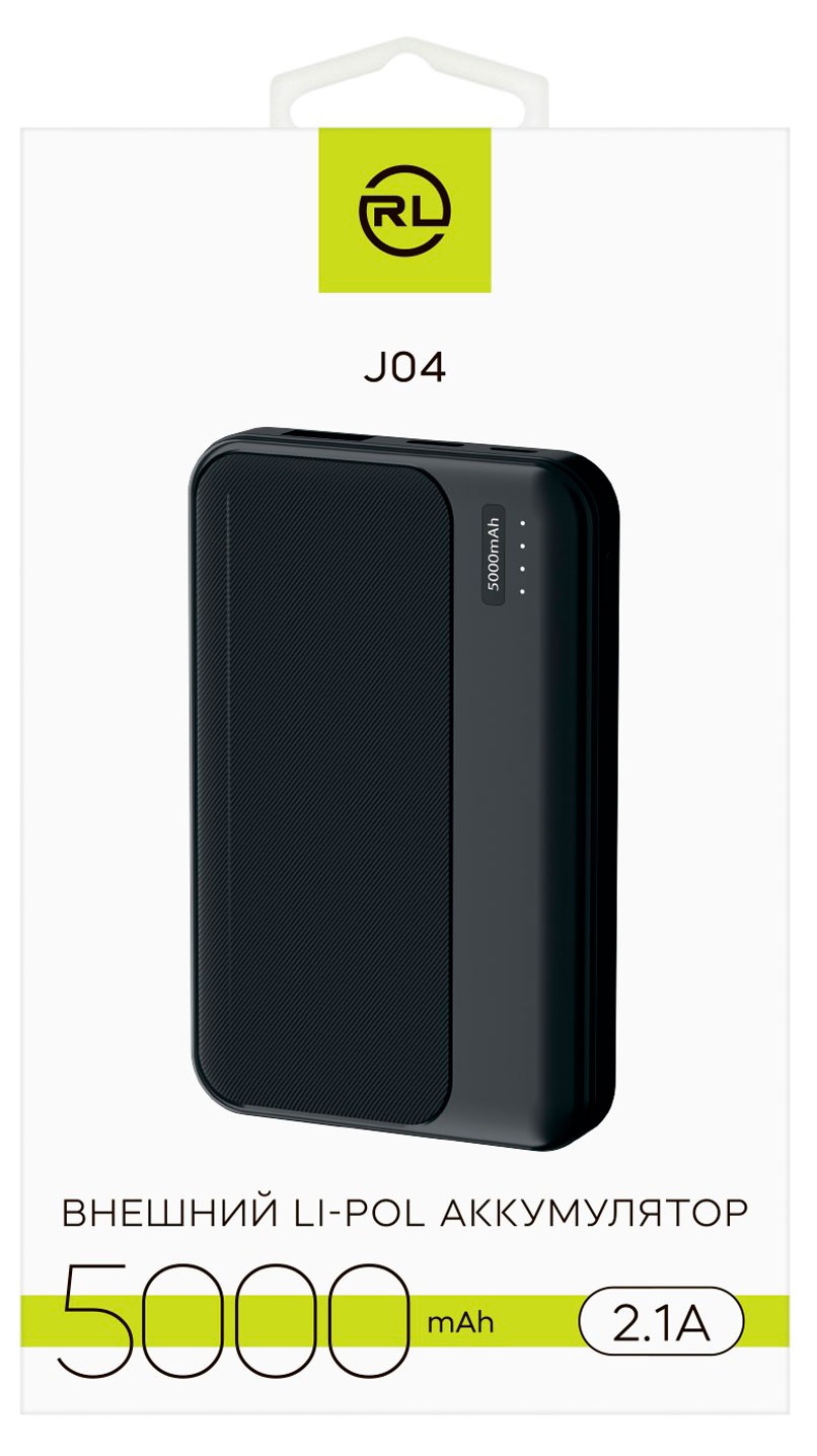 Изображение товара Внешний аккумулятор Red Line J04 5000 mAh черный для зарядки мобильных устройств