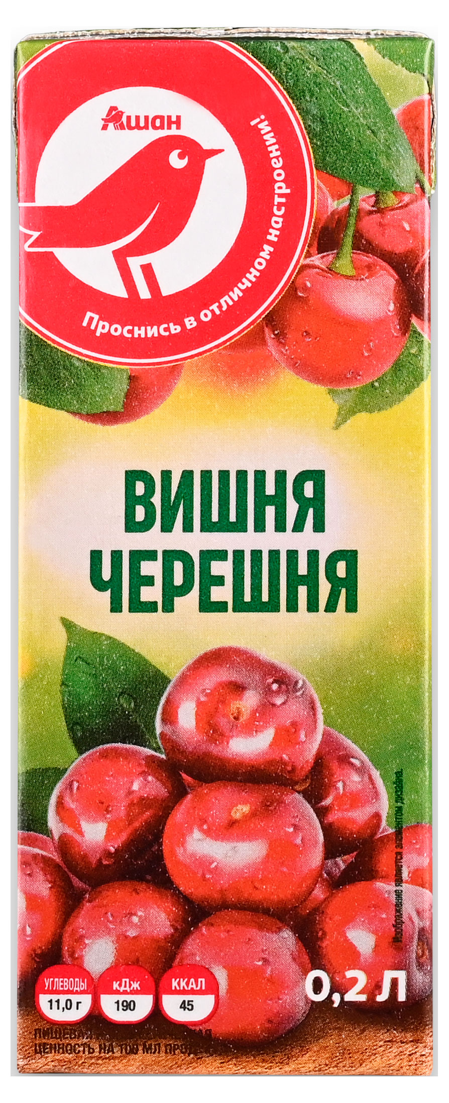 Изображение товара Нектар АШАН Красная птица вишня-черешня, 200 мл