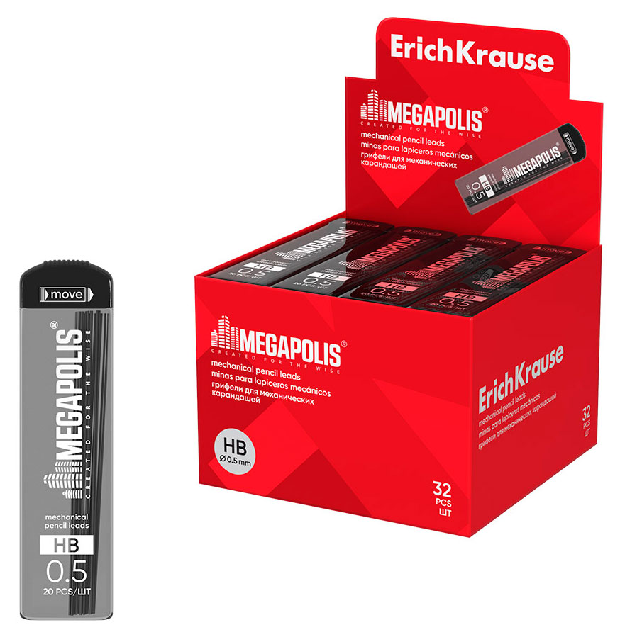 

Грифели ErichKrause для механических карандашей НВ 0,5 мм, 20 шт