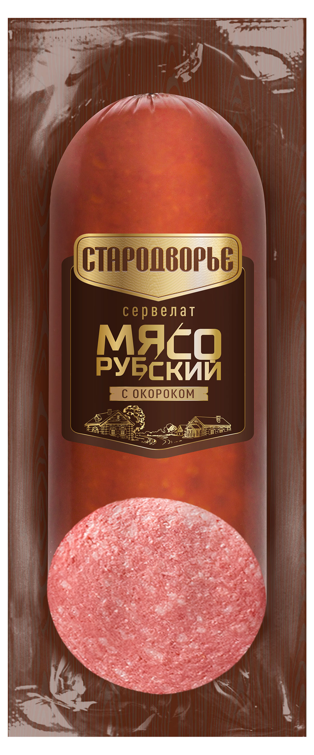 

Колбаса варено-копченая Стародворье Сервелат Мясорубский с окороком, 350 г