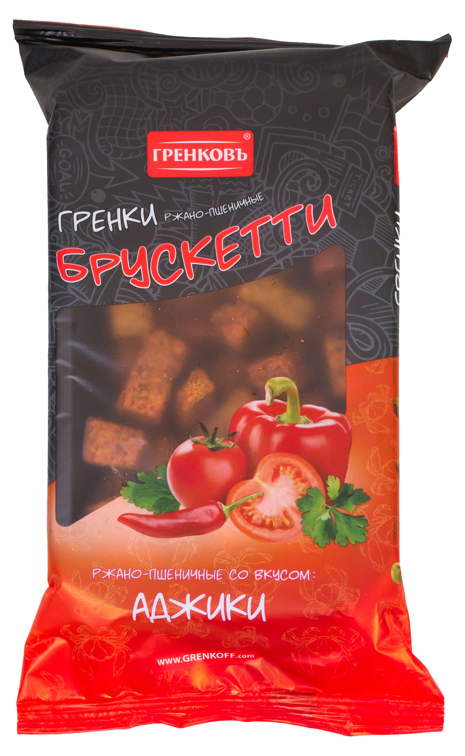 

Гренки ржано-пшеничные Гренковъ Брускетти аджика, 100 г