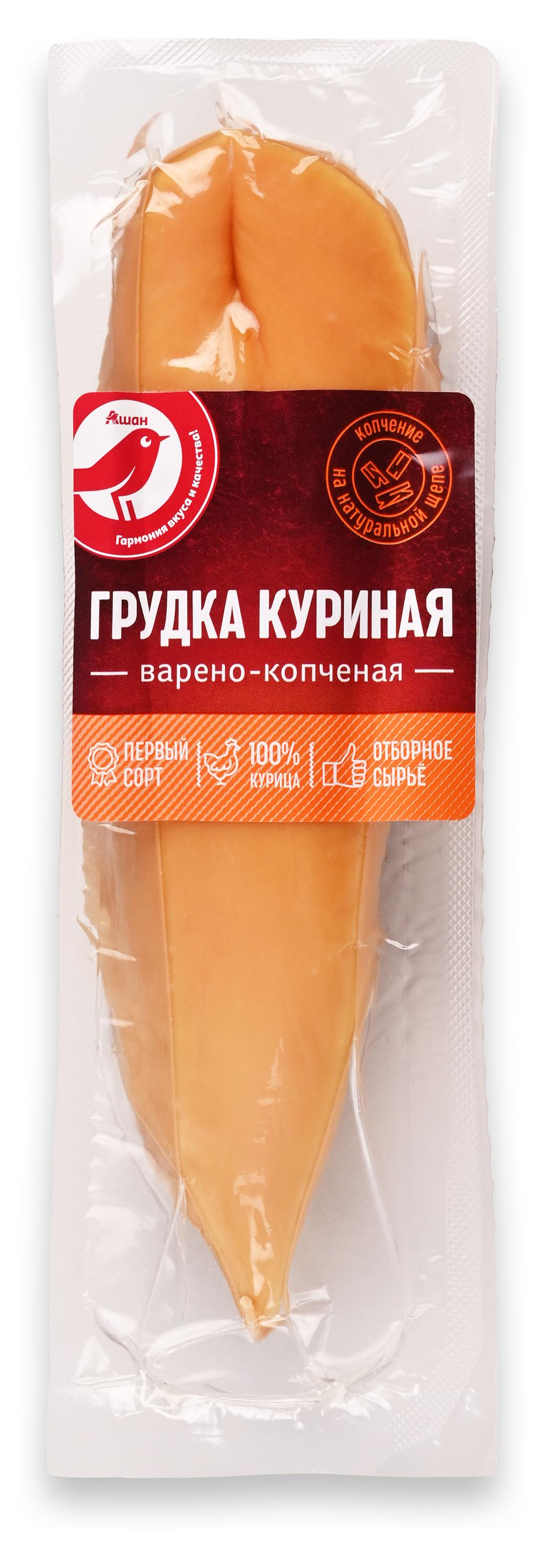 

Грудка куриная варено-копченая АШАН Красная птица, вес