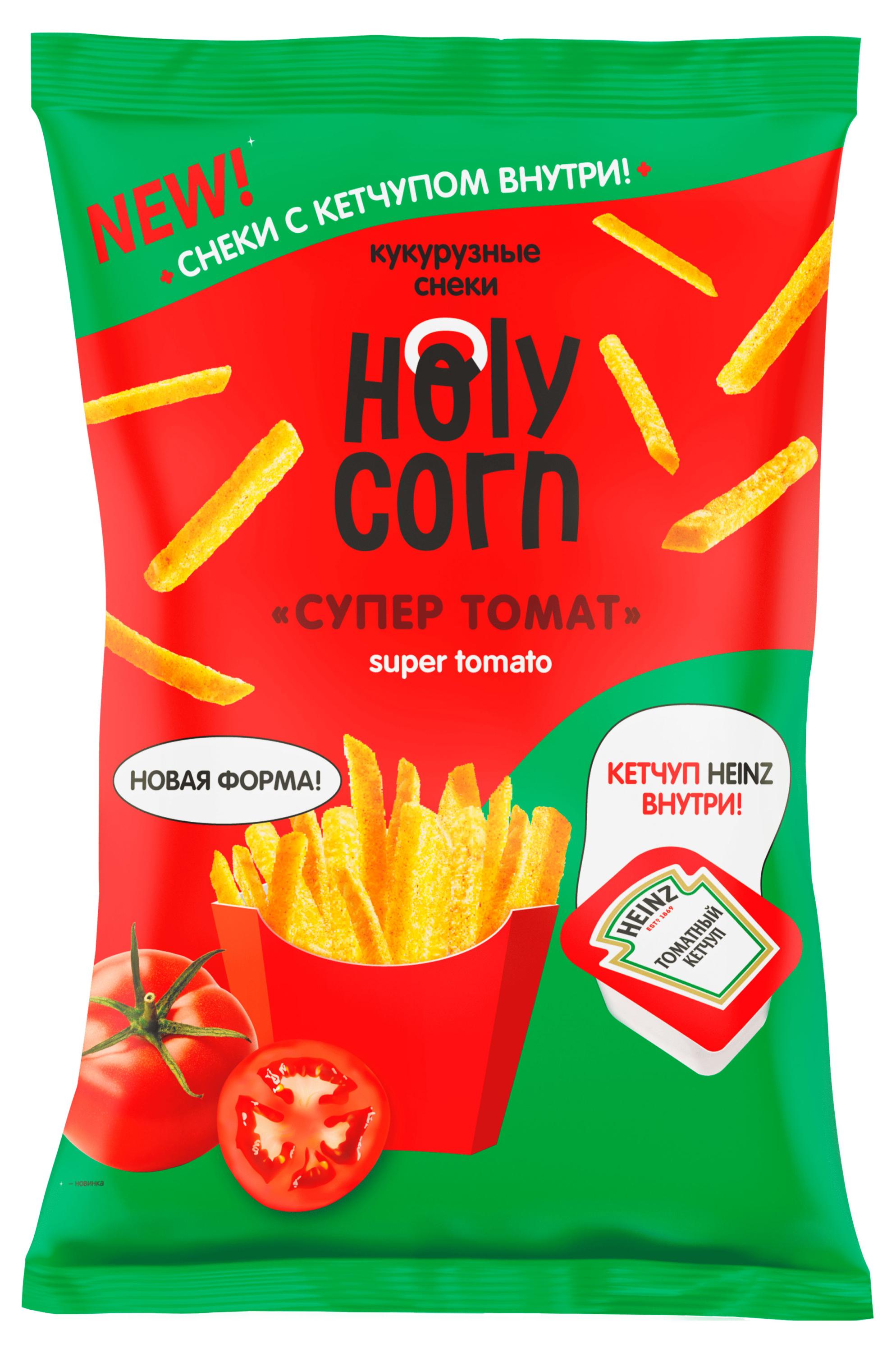 

Снеки кукурузные Holy Corn Супер томат с вложением кетчупа, 30 г