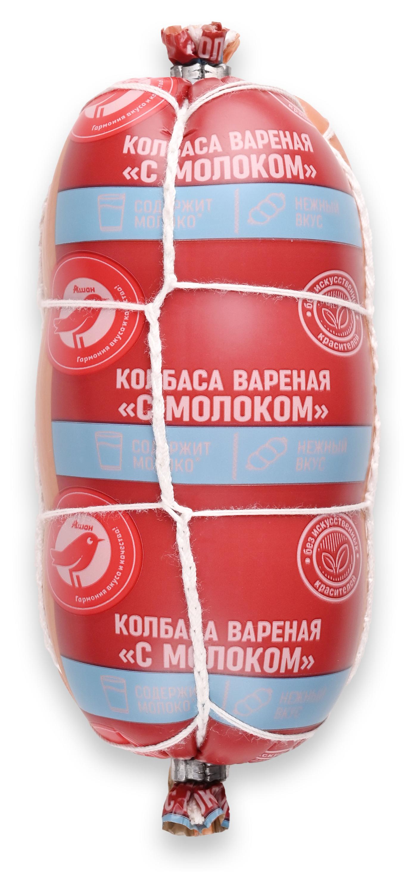 

Колбаса вареная АШАН Красная птица c молоком, 400 г