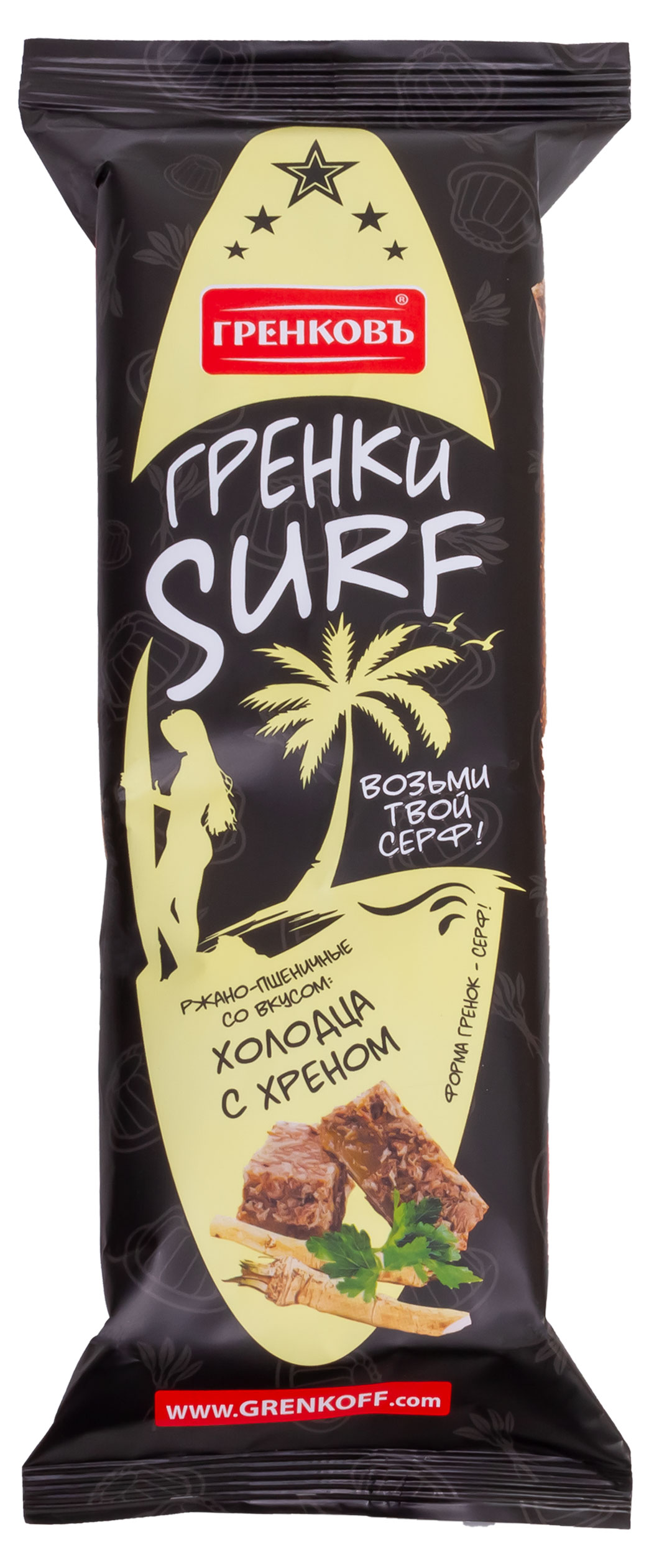 

Гренки ржано-пшеничные Гренковъ Surf холодец и хрен, 100 г