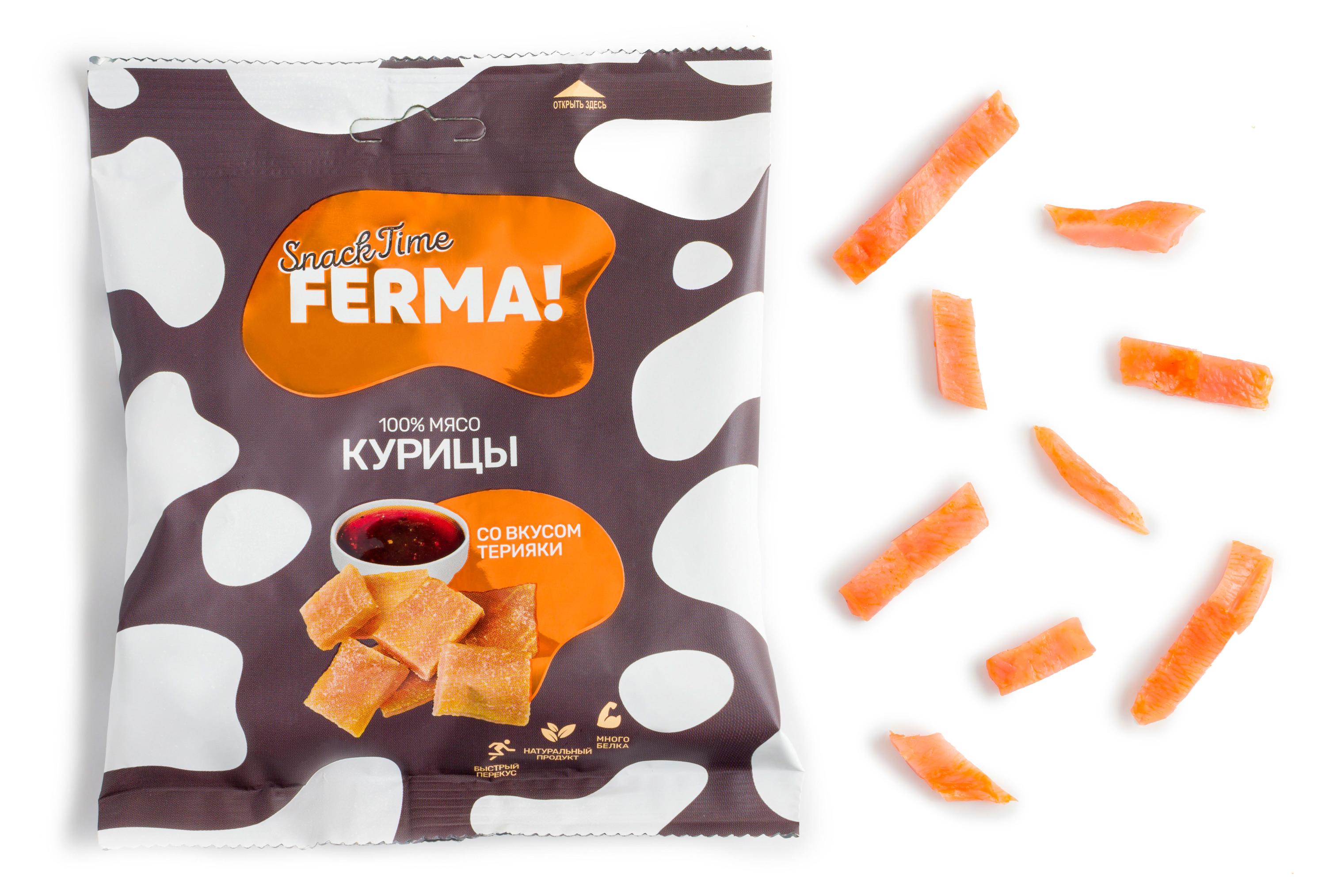 

Снеки вяленые из мяса курицы САВА Snack time Ferma! со вкусом терияки, 40 г