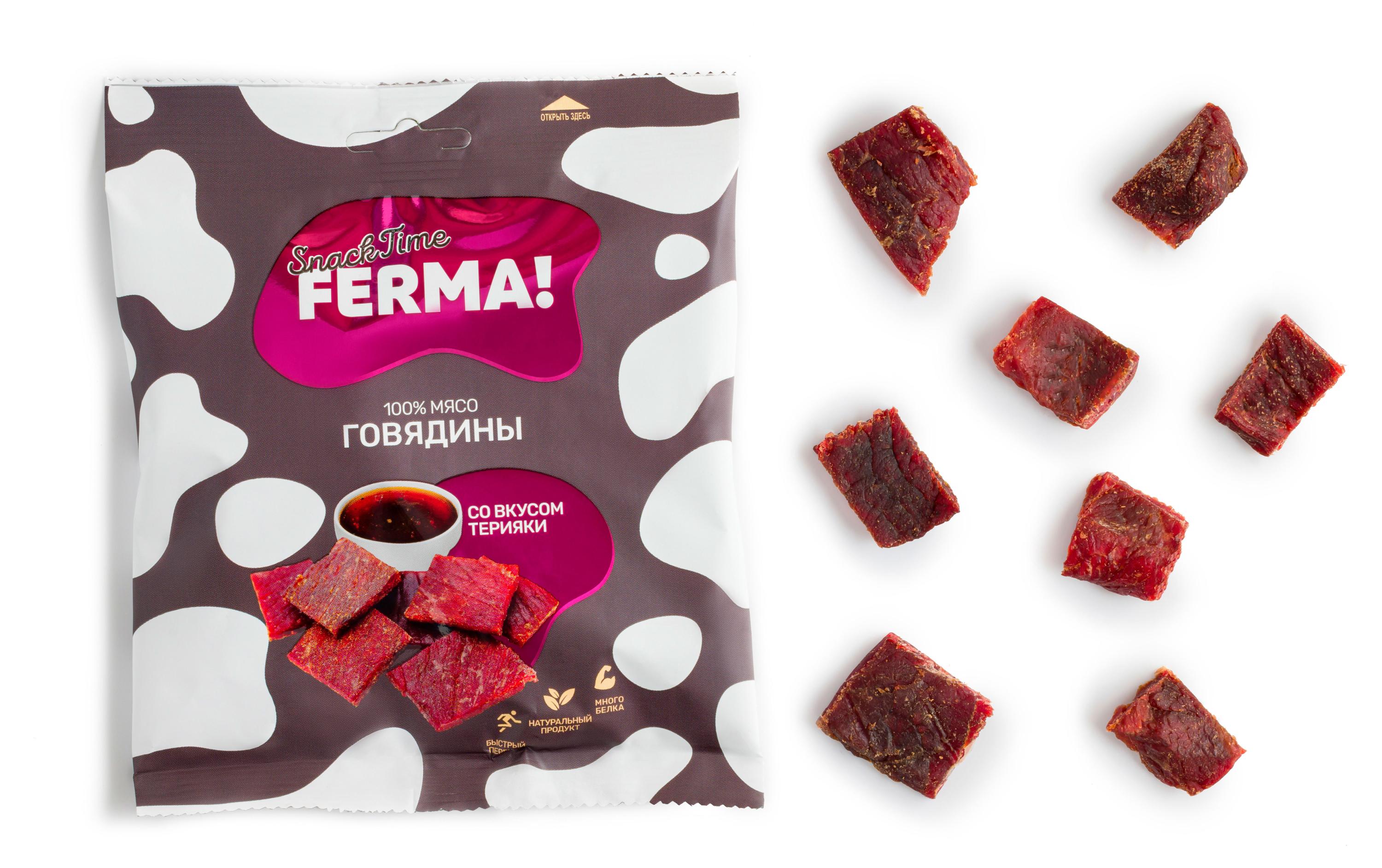 

Снеки вяленые из мяса говядины САВА Snack time Ferma! со вкусом терияки, 40 г