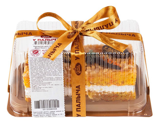 

Пирожное бисквитное У Палыча Морковное с орехами охлажденное, 200 г