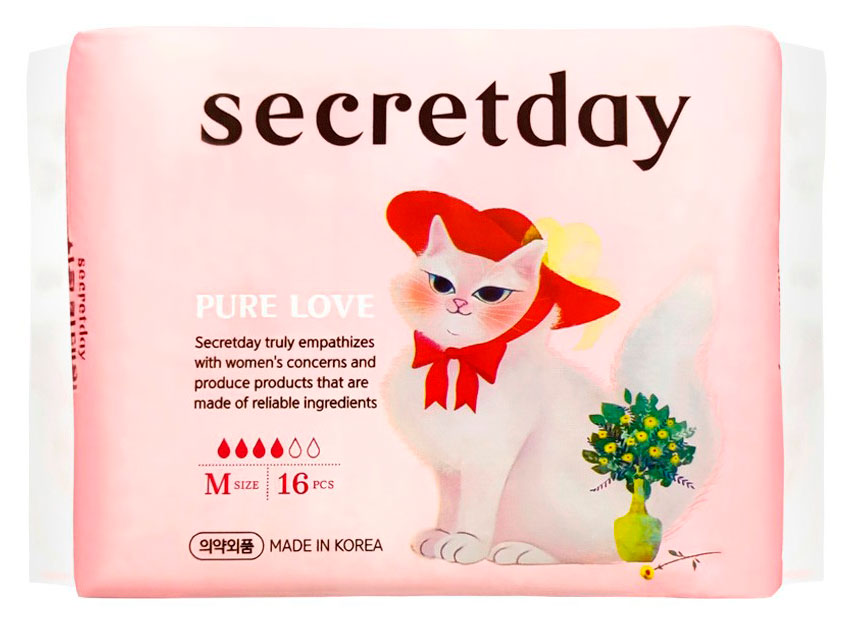 

Прокладки гигиенические Secret Day Pure Love размер М, 16 шт