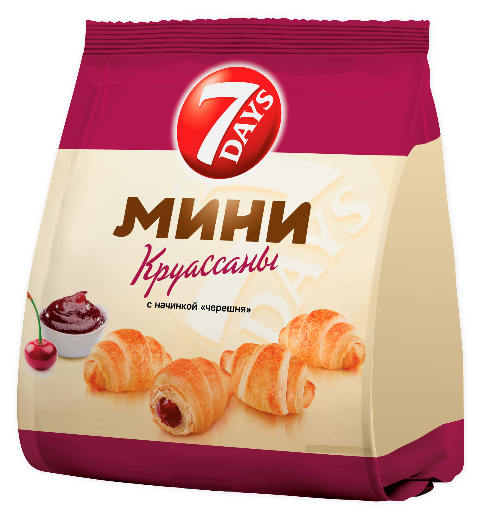 

Мини круассаны 7Days c начинкой черешня, 265 г