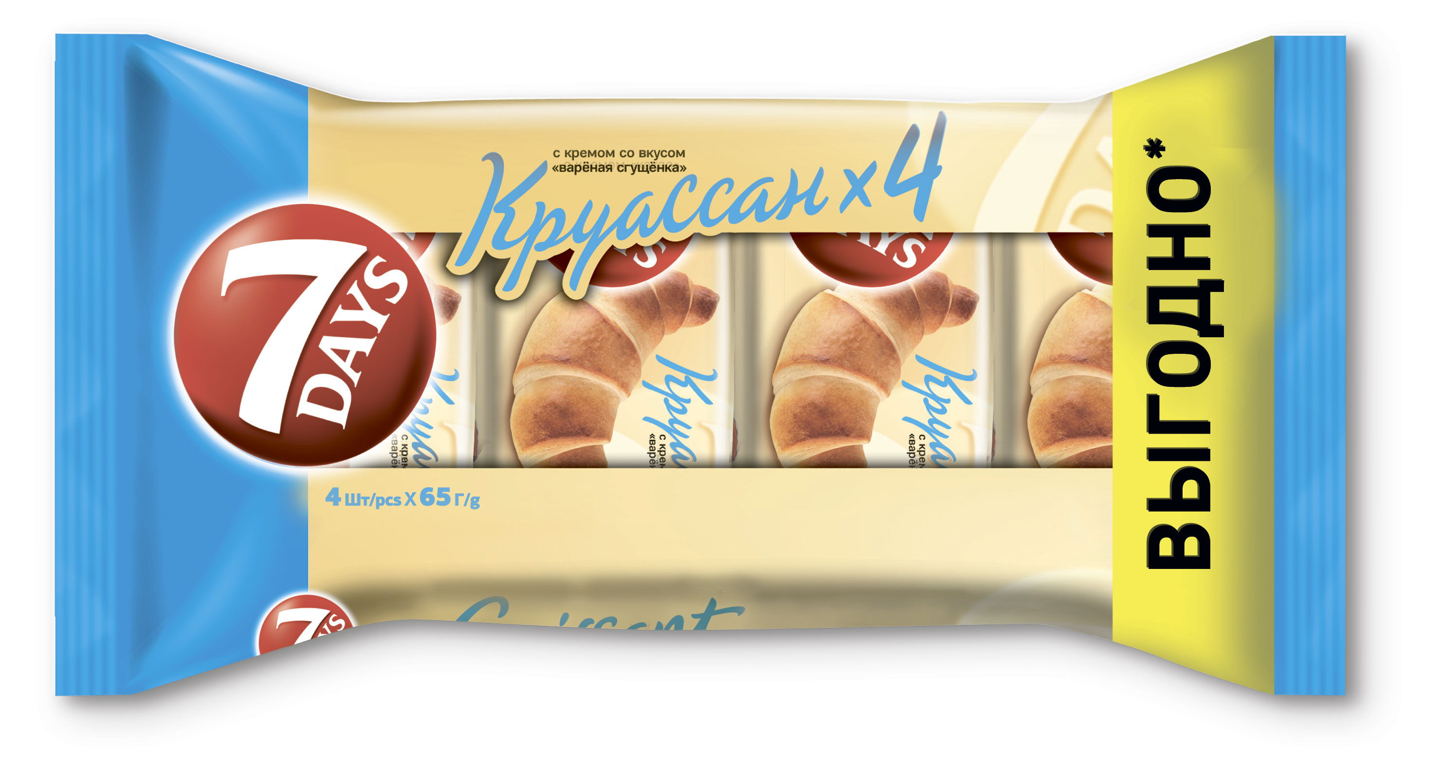 

Круассаны 7Days с кремом со вкусом варёная сгущенка, 4 х 65 г