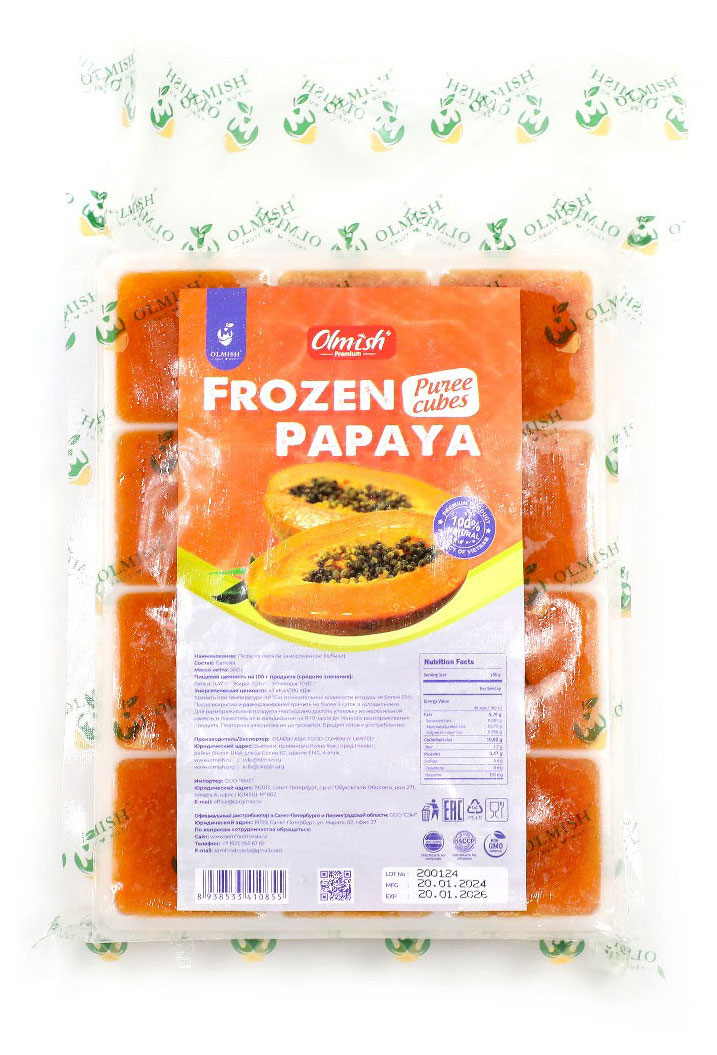 

Папайя Olmish Premium пюре мякоть в кубиках vegan замороженная, 500 г