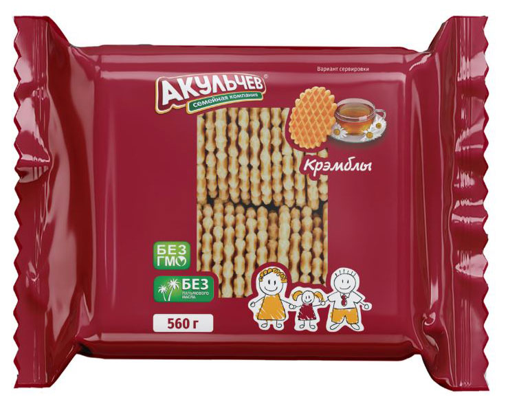 

Печенье вафельное Акульчев Крэмблы, 560 г