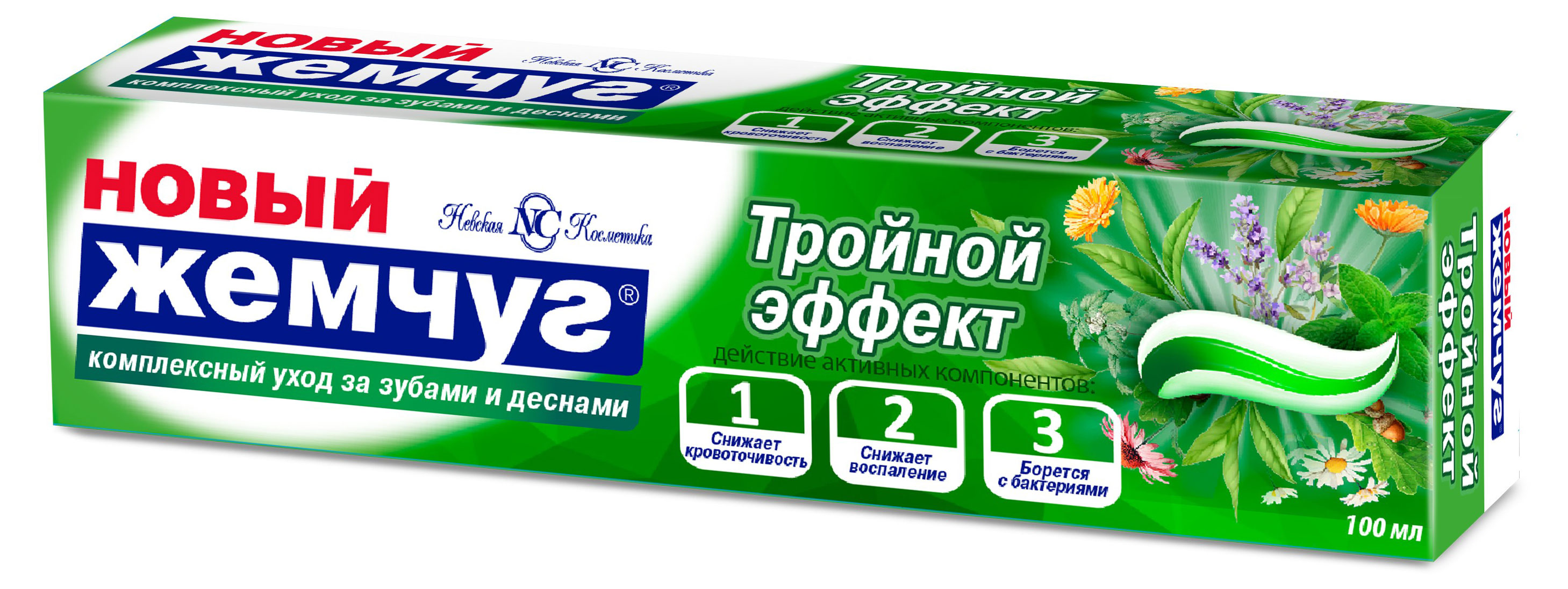 

Зубная паста Новый Жемчуг Тройной эффект, 100 мл