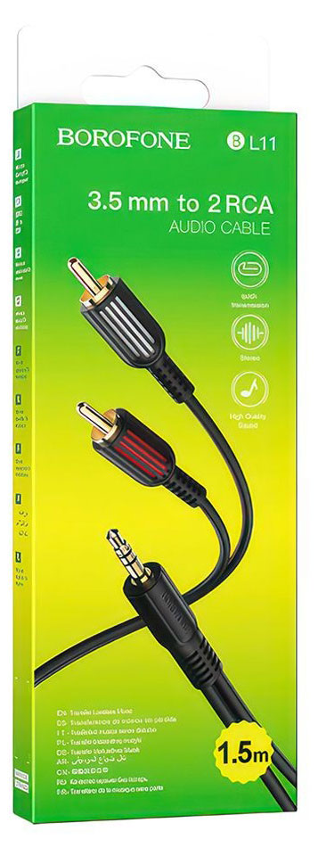 

Аудиокабель Borofone BL11 2RCA 3,5 мм, 1,5 м