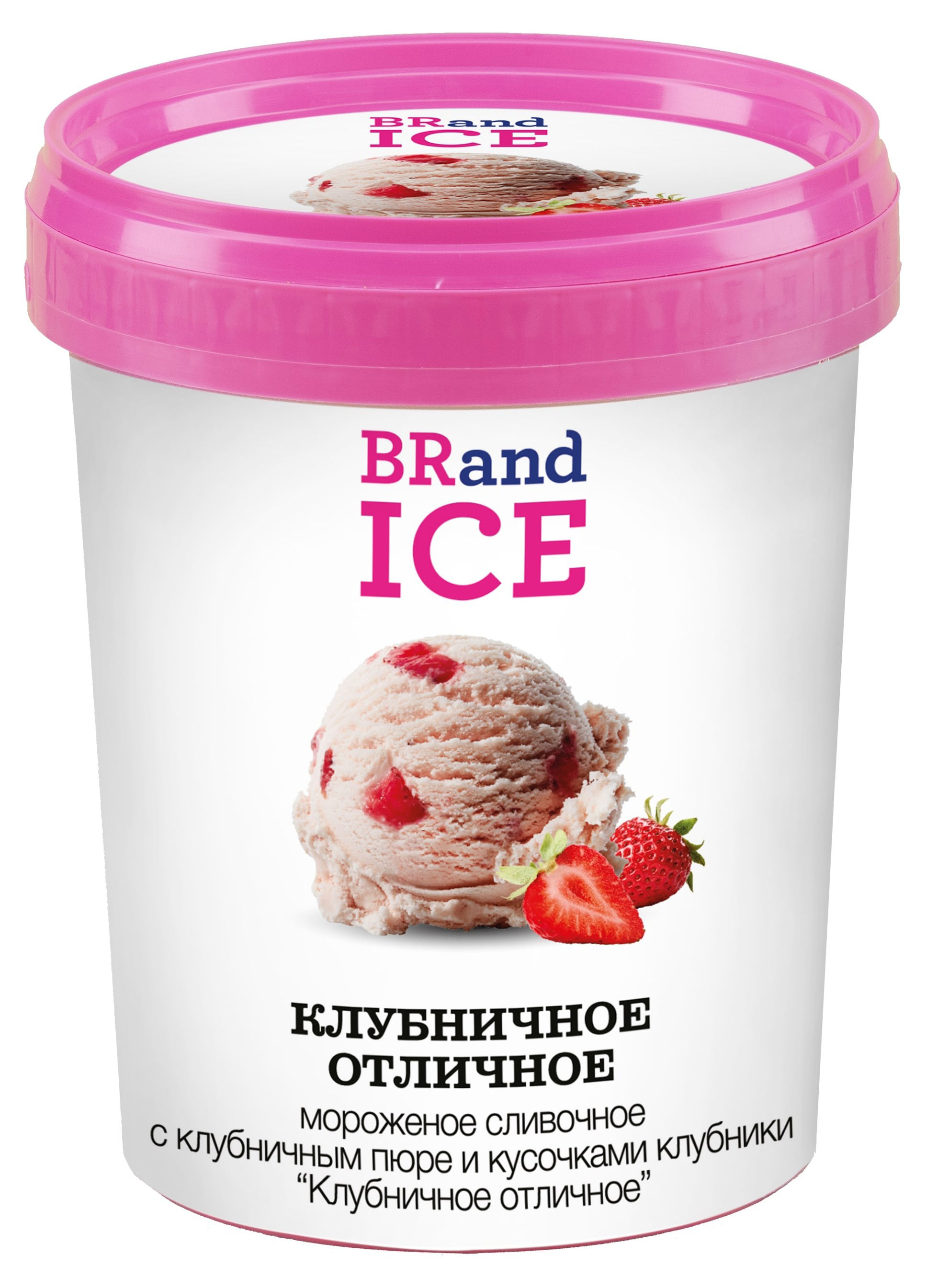

Мороженое сливочное BRandICE Клубничное отличное с кусочками клубники 9% БЗМЖ, 300 г