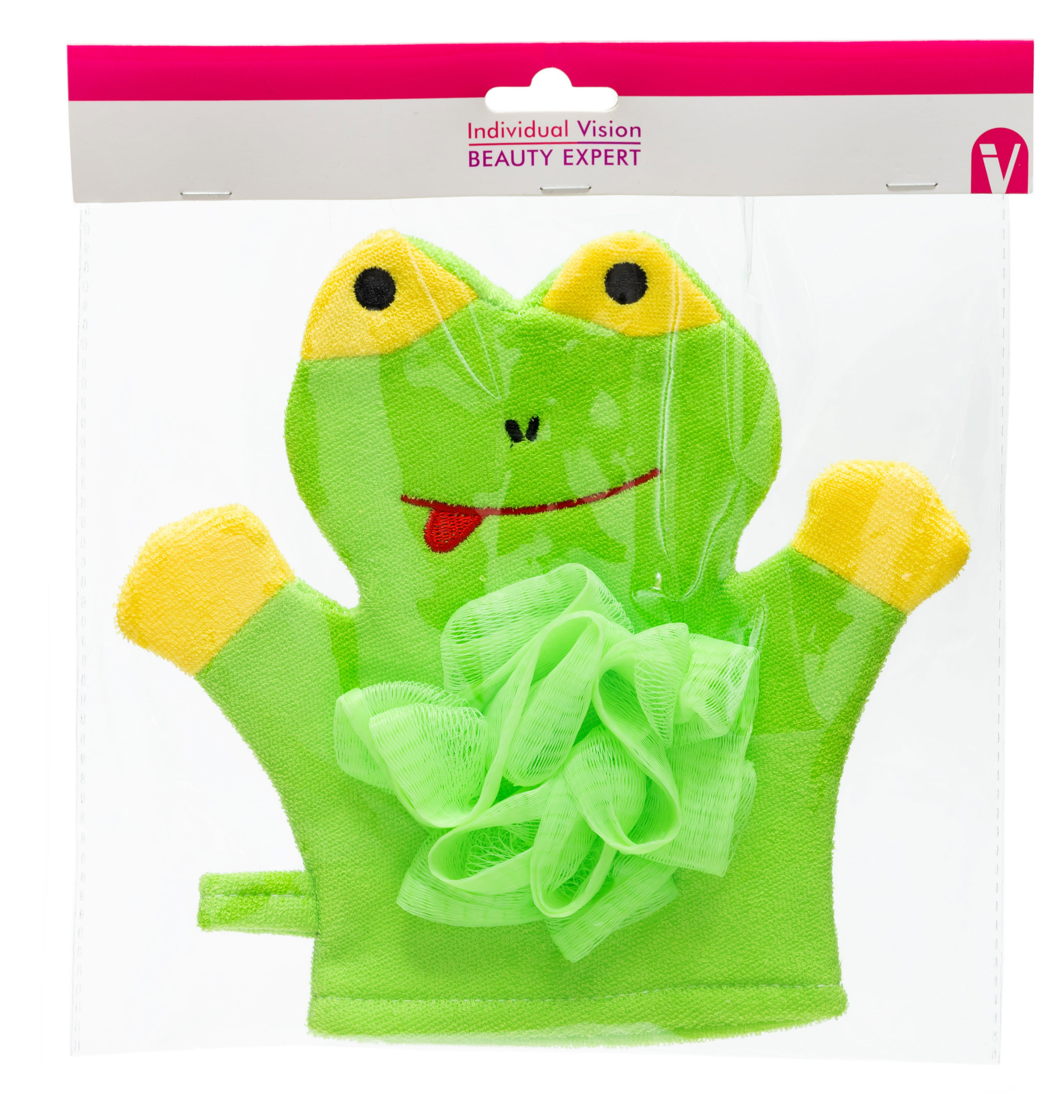 Изображение товара Детская мочалка-варежка Лягушонок Individual Vision мягкая яркая для малышей