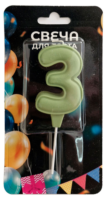 Изображение товара Свеча для торта Праздник №3, в ассортимнете