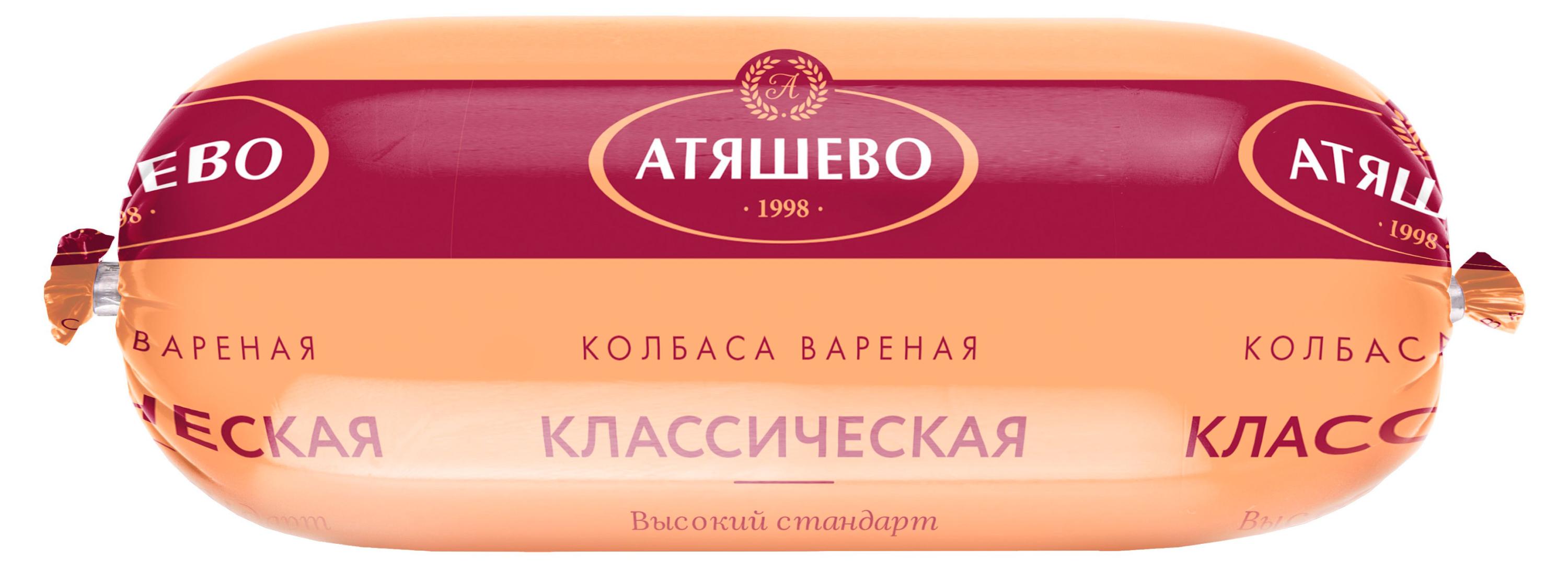

Колбаса вареная Атяшево Классическая Высокий стандарт, ~ 1,3 кг