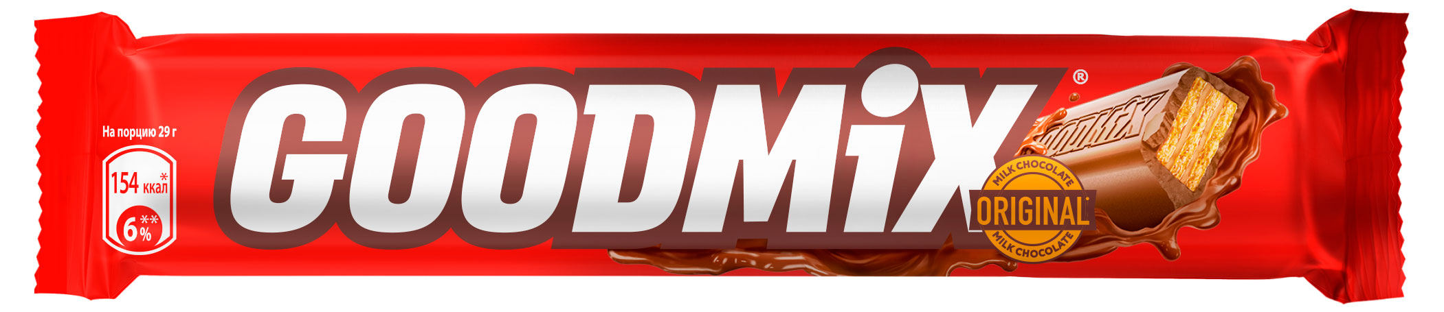 

Батончик Goodmix Original с молочным шоколадом и хрустящей вафлей, 29 г