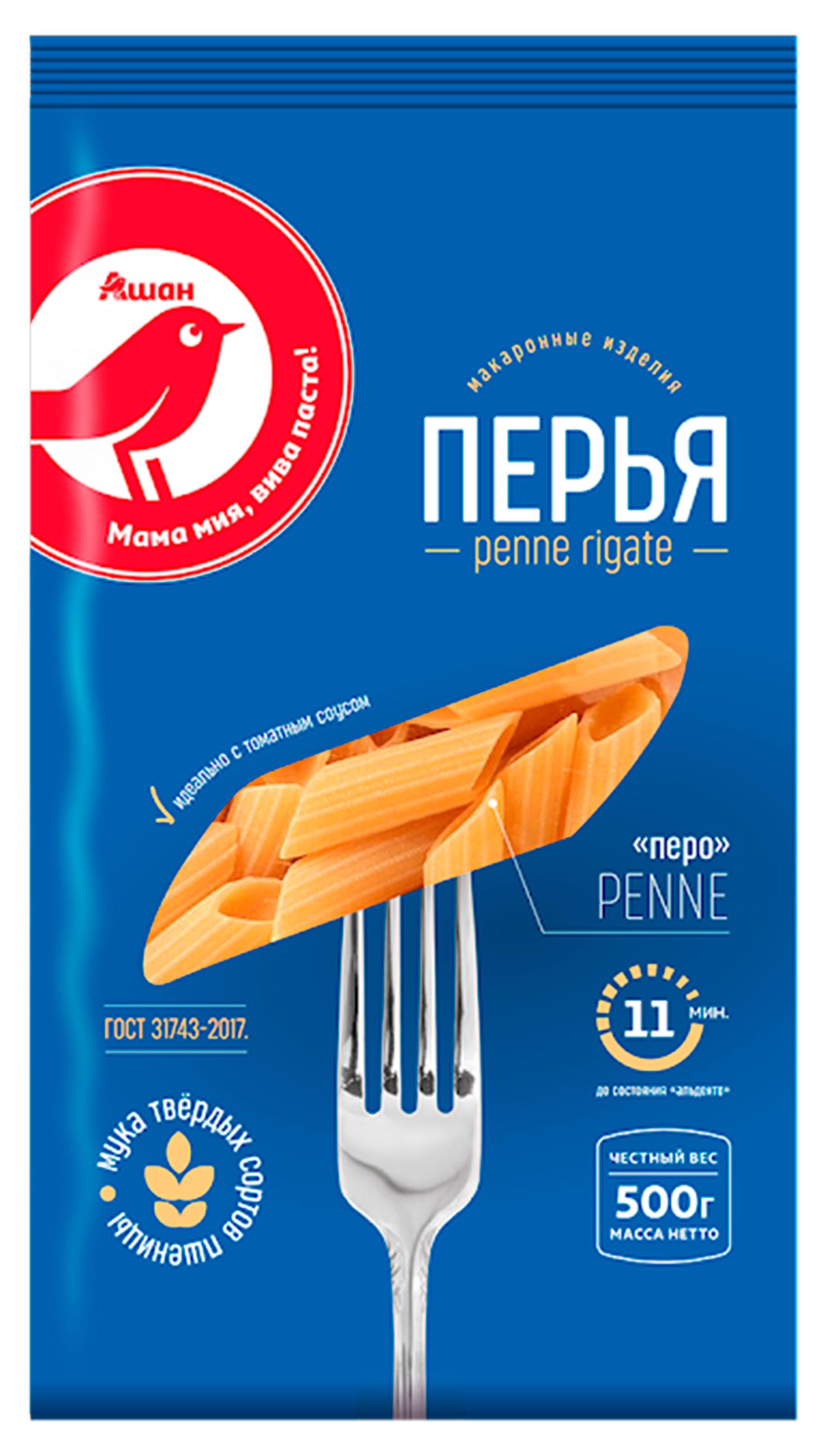 

Макаронные изделия АШАН Красная птица перья, 500 г