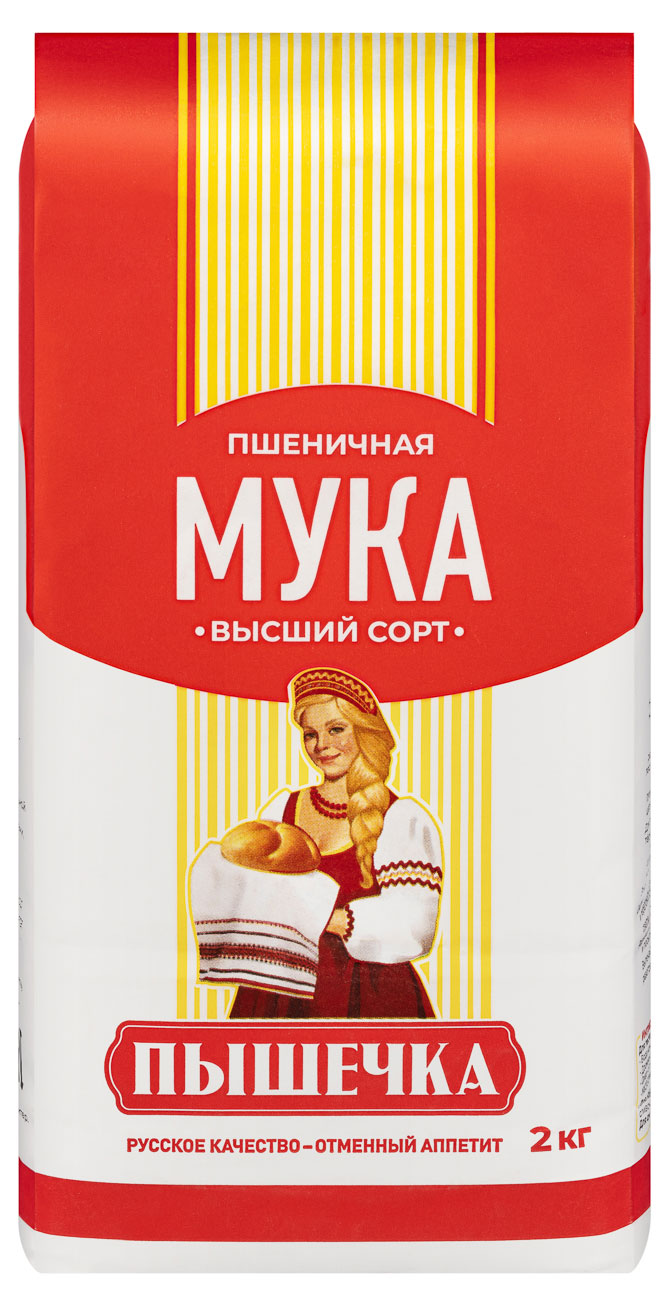 Изображение товара Мука пшеничная «Пышечка» хлебопекарная высший сорт, 2 кг