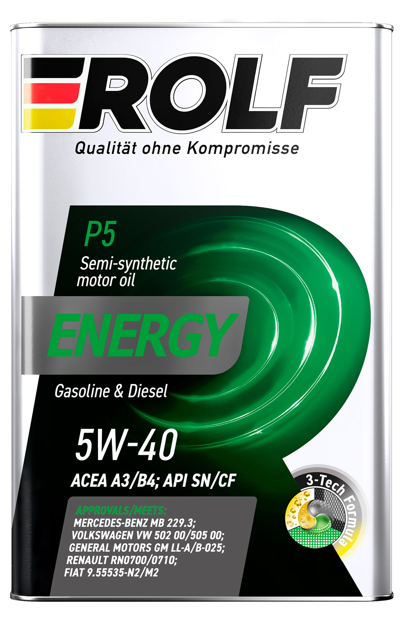 

Масло моторное Rolf Energy 5W-40 A3/B4 SN/CF полусинтетическое, 4 л