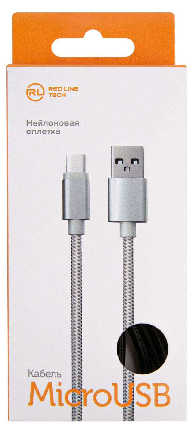 

Кабель Red Line USB-MicroUSB 2А нейлон QC 2.0 черный, 1 м