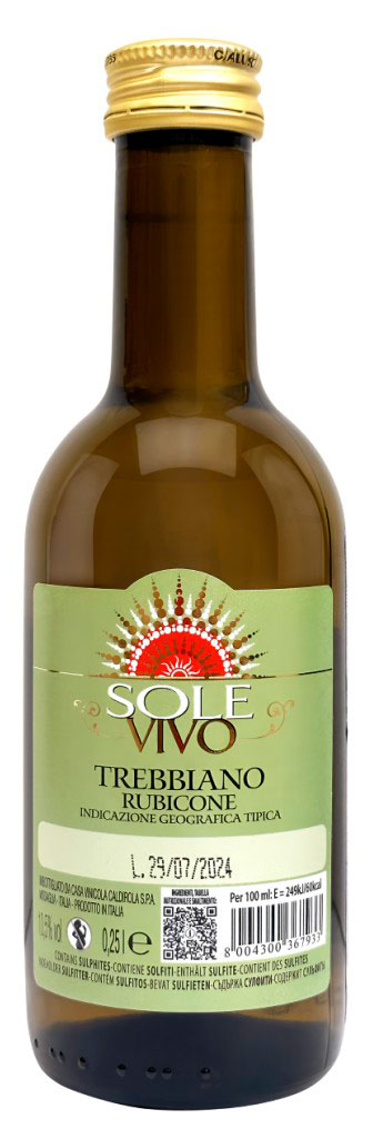 

Вино Sole Vivo Trebbiano Rubicone белое сухое Италия, 0,25 л