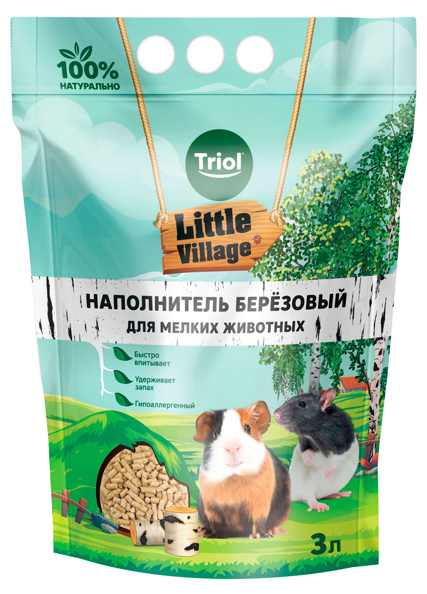 

Наполнитель для мелких животных Triol LITTLE VILLAGE березовый, 3 л
