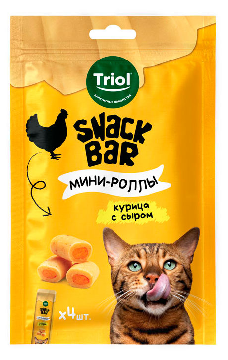 Изображение товара Лакомство для кошек Triol SNACK BAR Мини-роллы с начинкой из курицы с сыром, 40 г