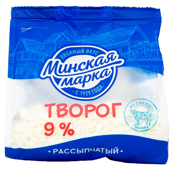 

Творог рассыпчатый Минская марка 9% БЗМЖ, 350 г