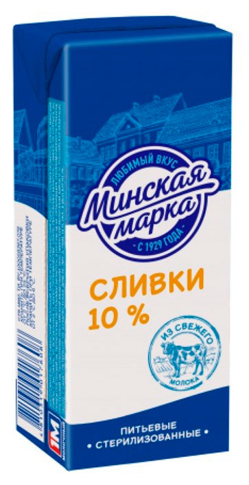 

Сливки ультрапастеризованные стерилизованные питьевые Минская марка нормализованные 10% БЗМЖ, 200 г