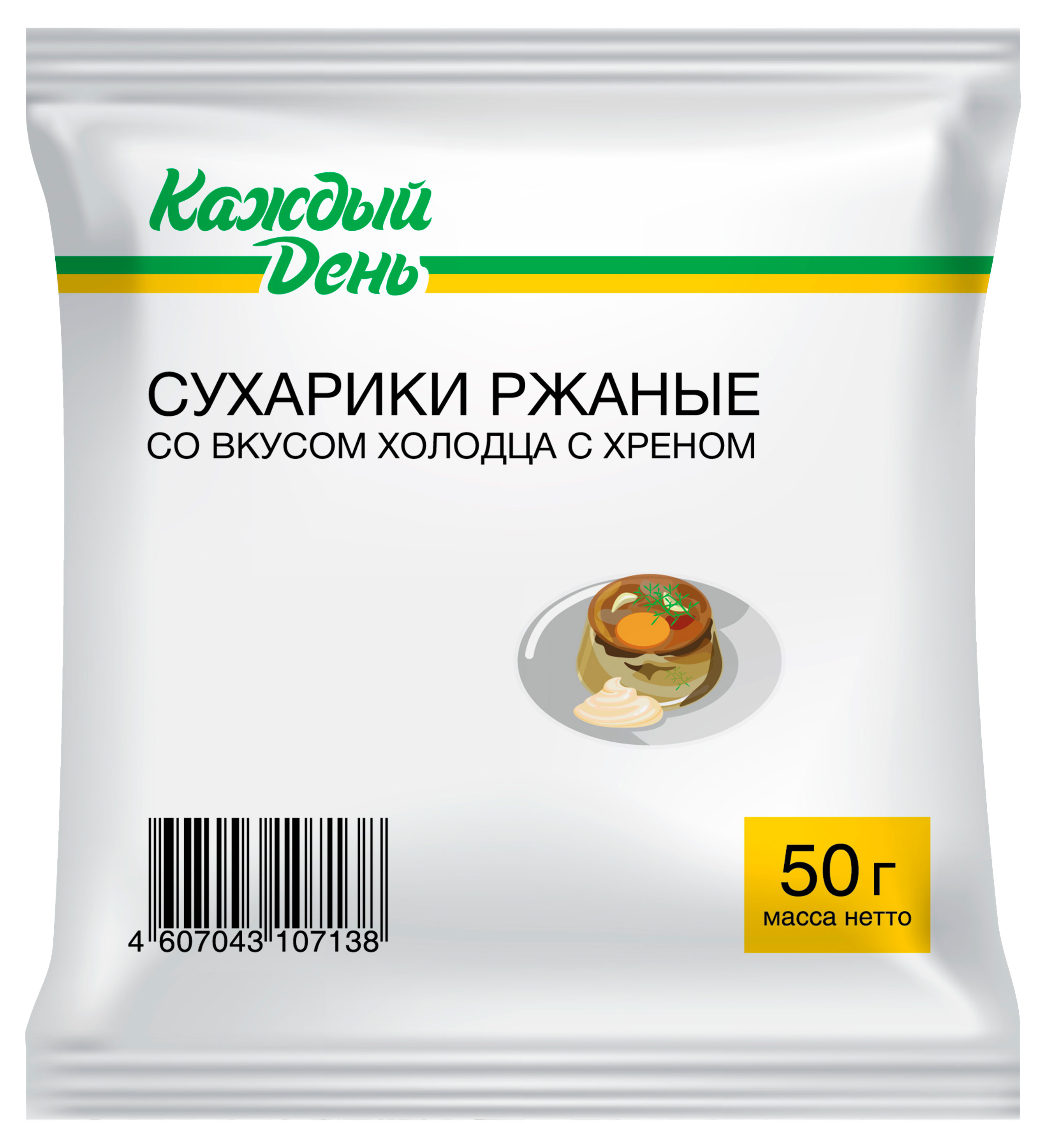 

Сухарики ржаные Каждый День холодец с хреном, 50 г