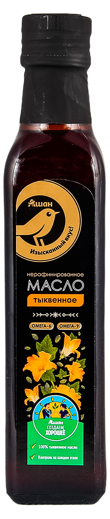 

Масло тыквенное АШАН Золотая птица нерафинированное, 250 мл
