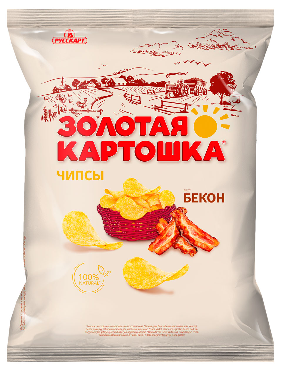 

Чипсы картофельные Русскарт Золотая картошка бекон, 120 г