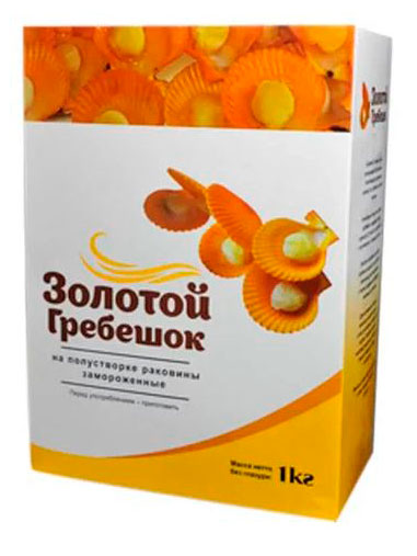 

Гребешок золотой замороженный на полустворке раковины, 1 кг