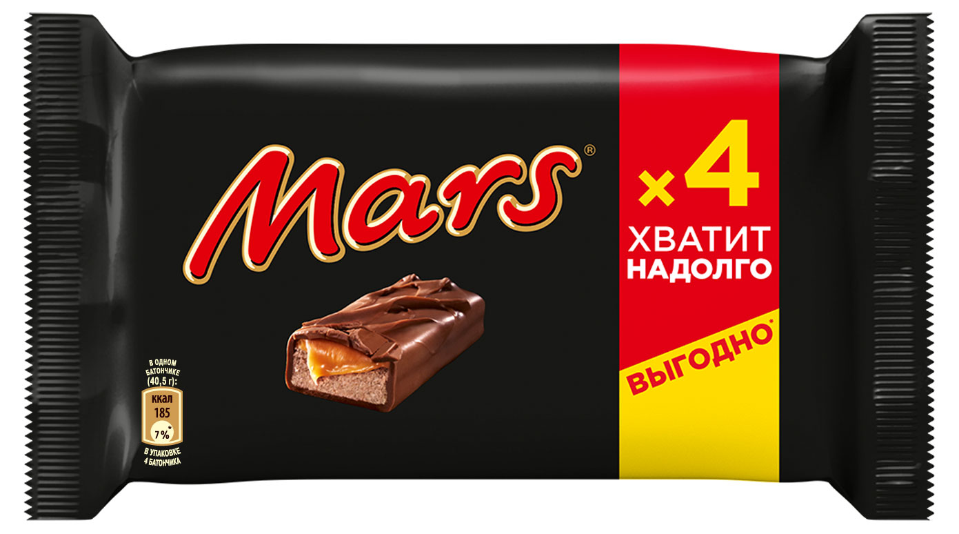 

Батончик шоколадный Mars с нугой и карамелью, 4x40,5 г