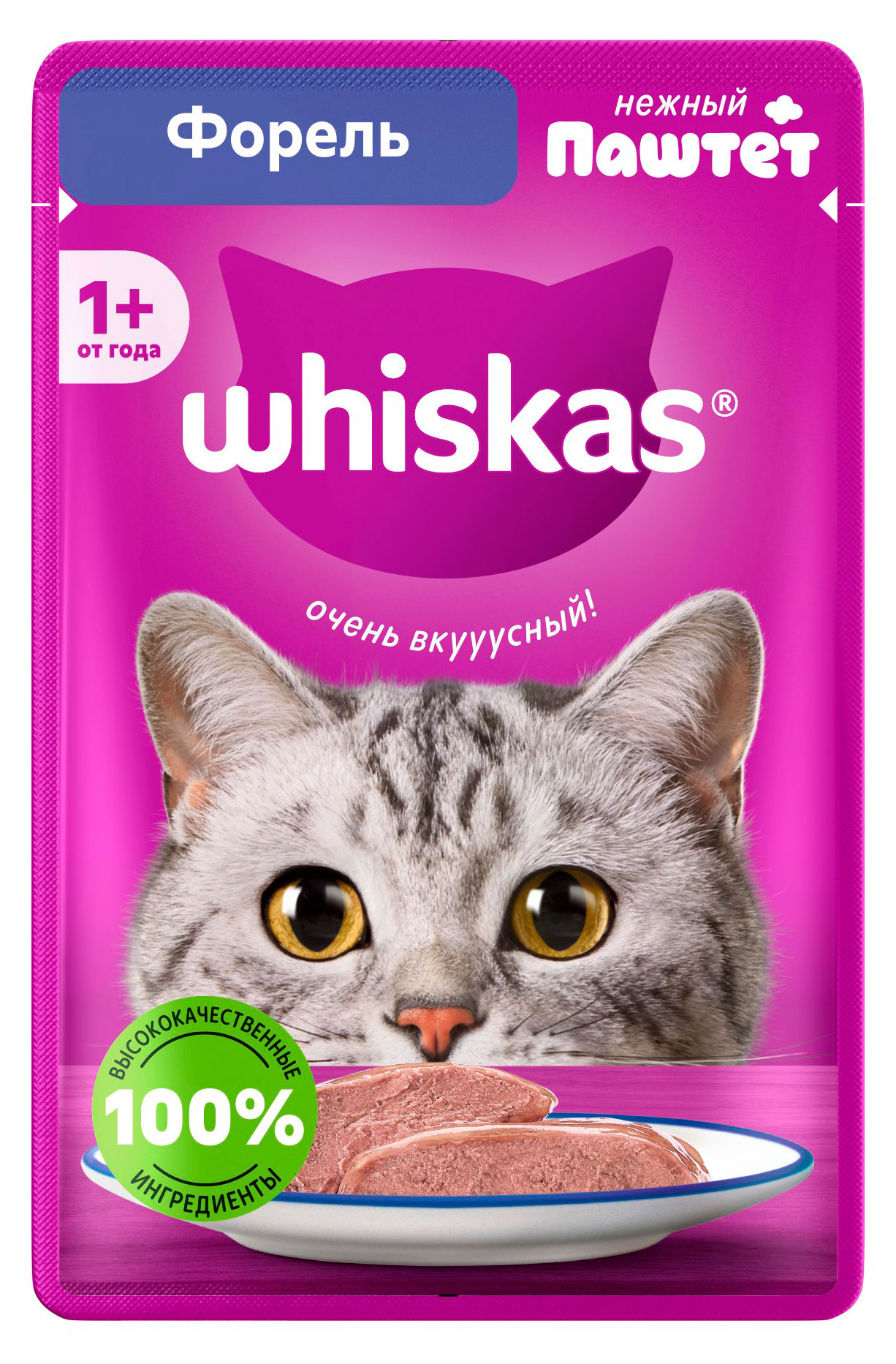 

Влажный корм для кошек Whiskas Паштет из форели, 75 г