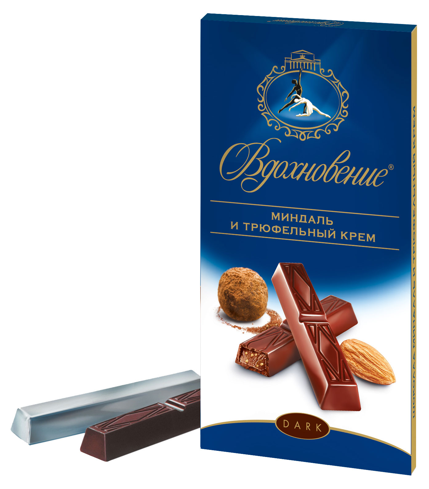 

Шоколад темный Вдохновение с миндалем и трюфельным кремом, 90 г