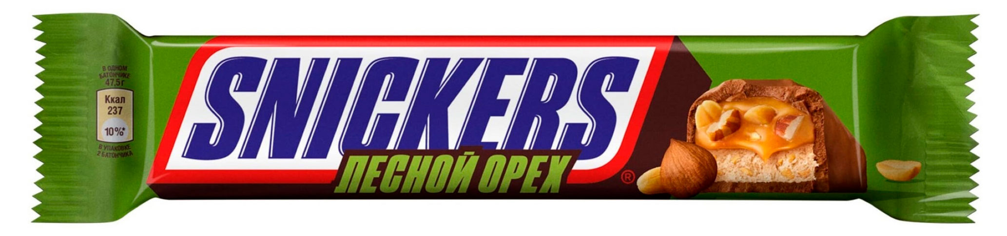 

Батончик шоколадный Snickers Лесной орех с арахисом карамелью фундуком и нугой, 81 г