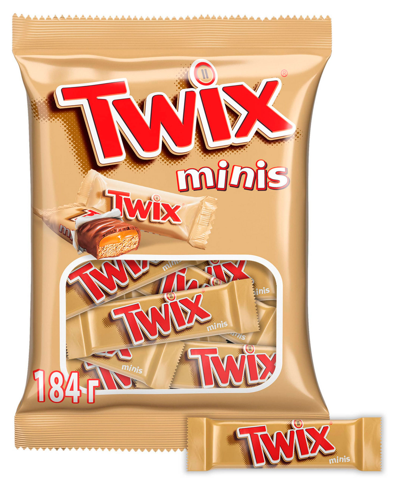 

Конфеты шоколадные TWIX minis с карамелью и печеньем, 184 г