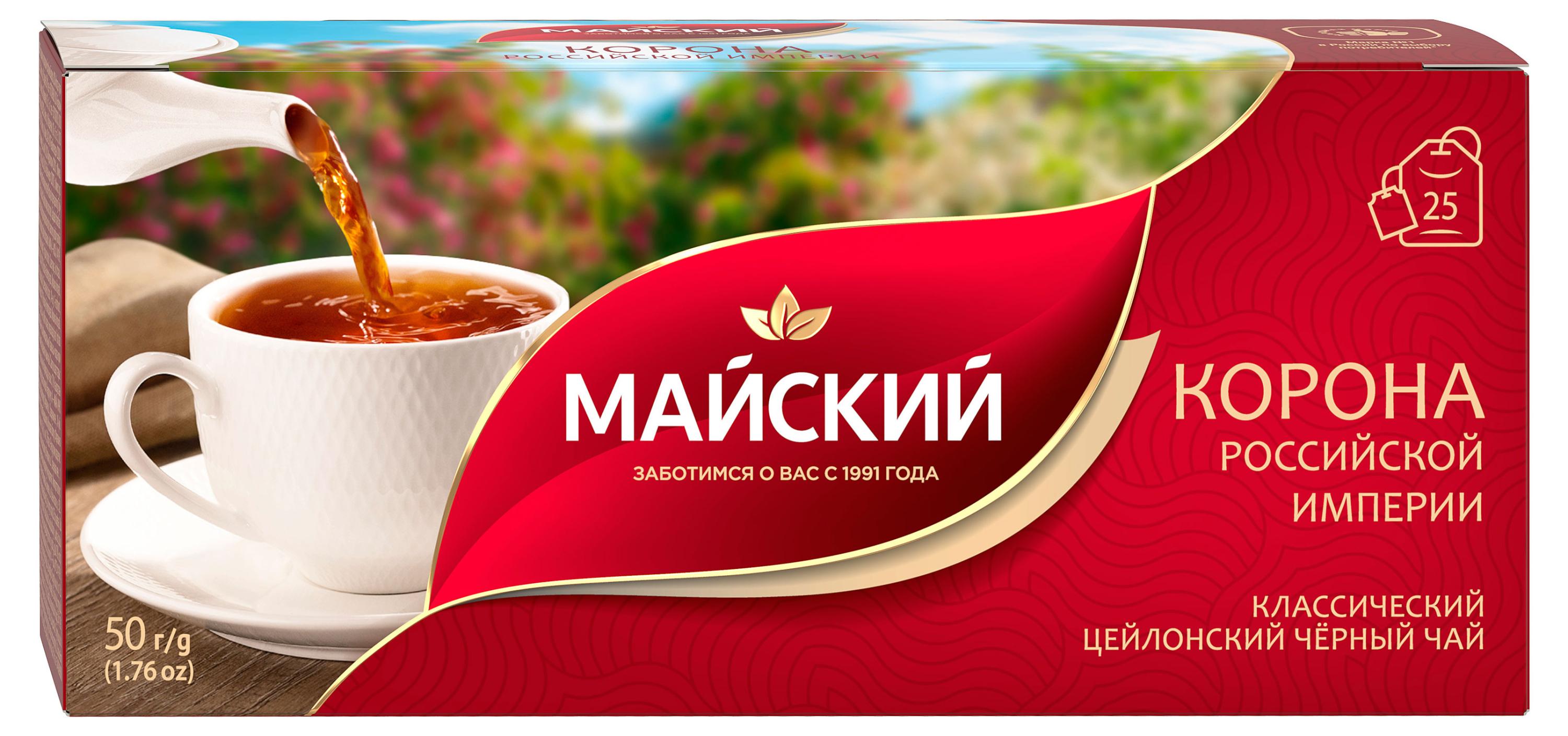 

Чай черный Майский Корона Российской Империи в пакетиках, 25х2 г