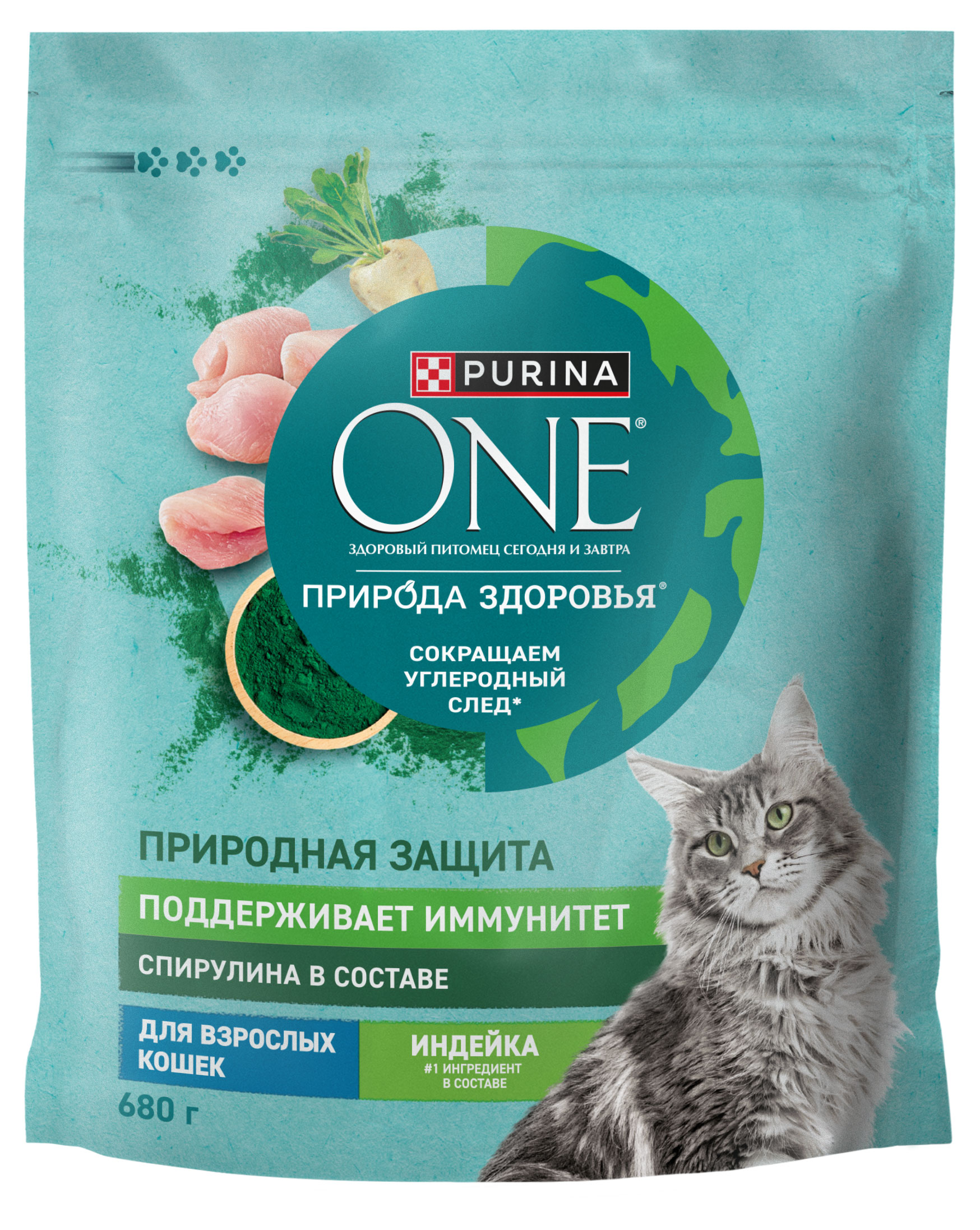 

Сухой корм для кошек Purina ONE Природа здоровья с индейкой, 680 г