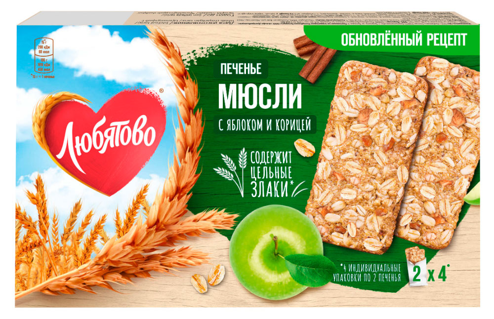 

Печенье-мюсли Любятово с яблоком и корицей, 120 г