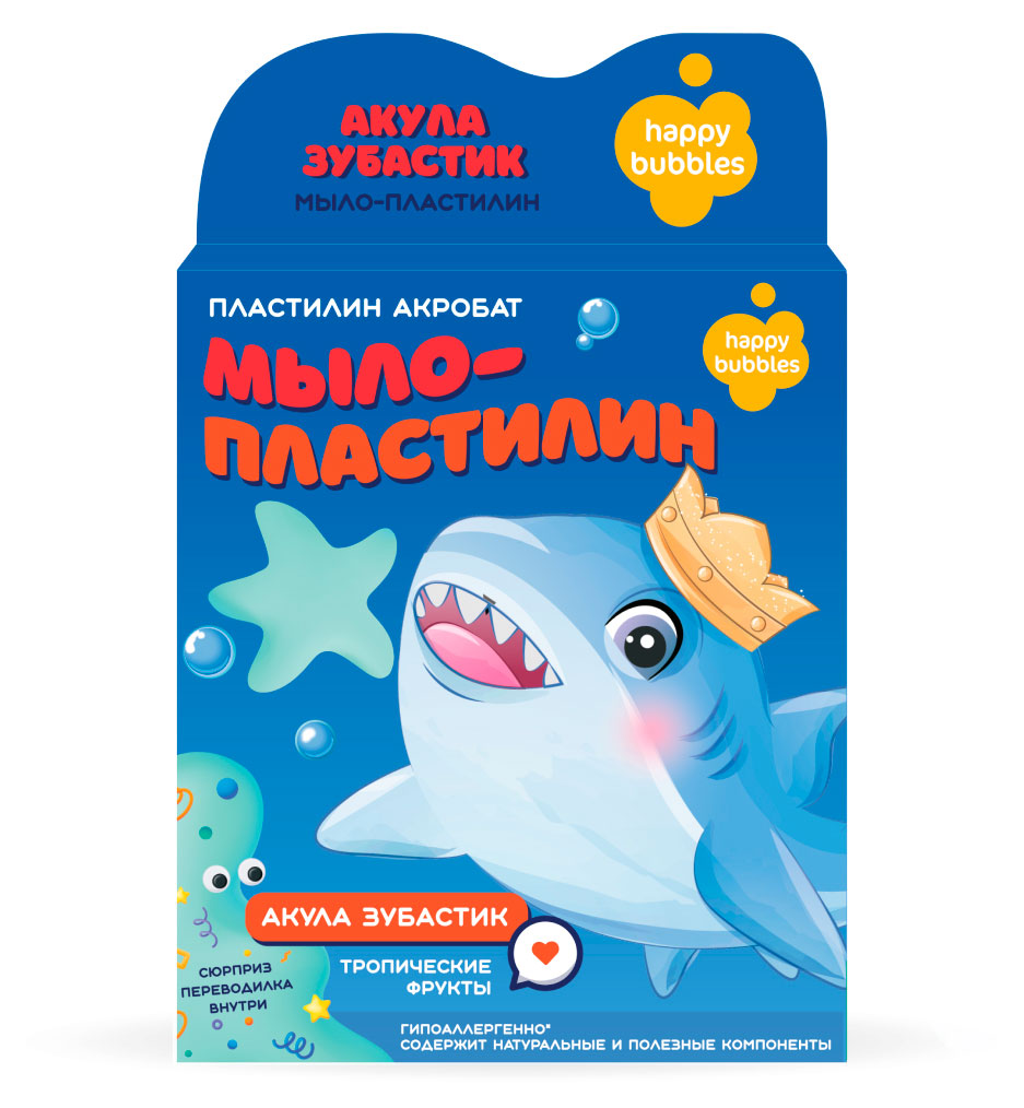 

Мыло-пластилин HAPPY BUBBLES Акула Зубастик, 35 г