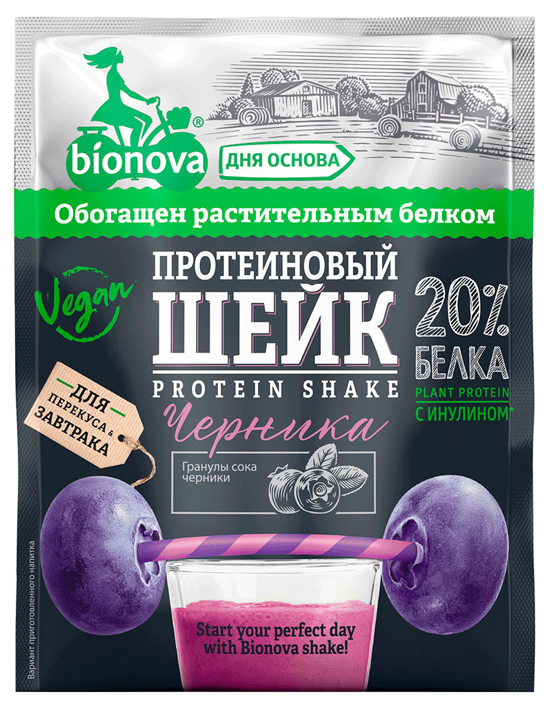 

Шейк протеиновый Bionova с соком черники vegan, 25 г