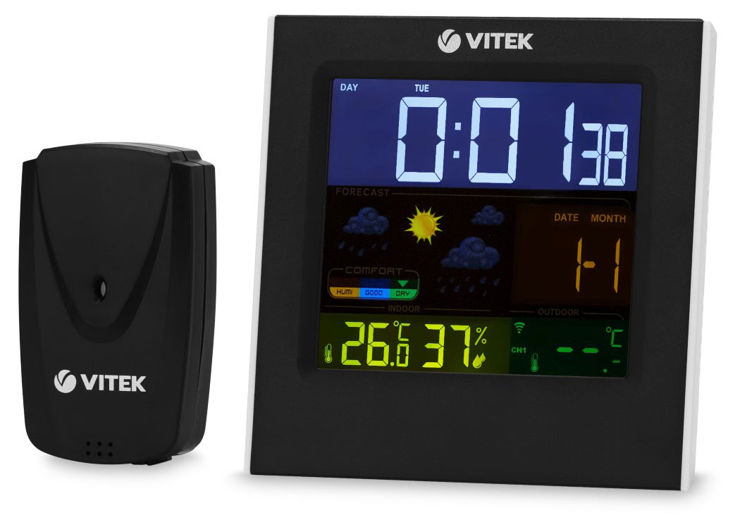 

Погодная станция Vitek VT-6411 с беспроводным датчиком черная